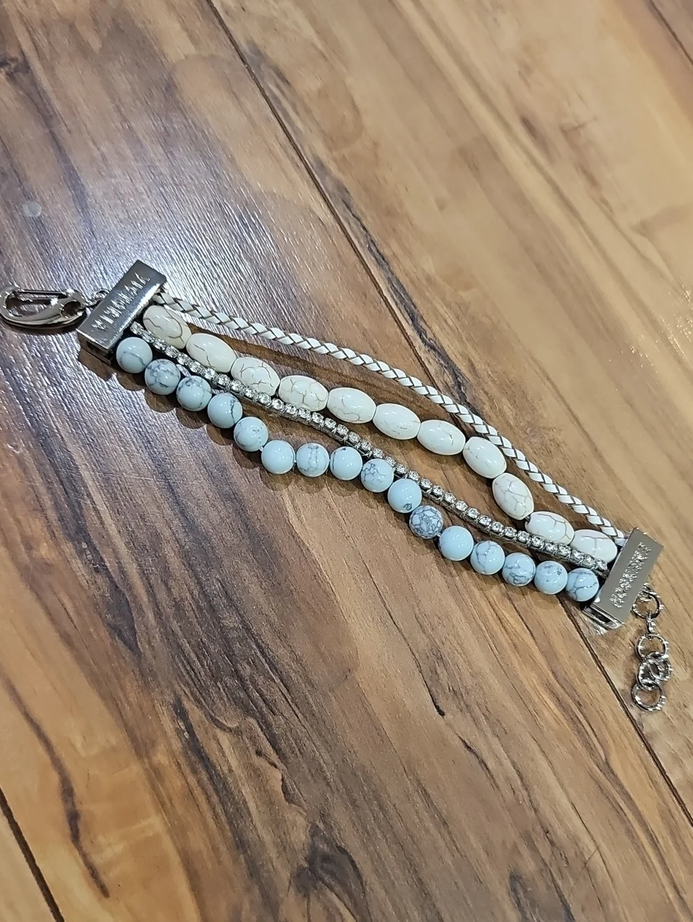 Victoria Emerson Layered White And Teal Bracelet